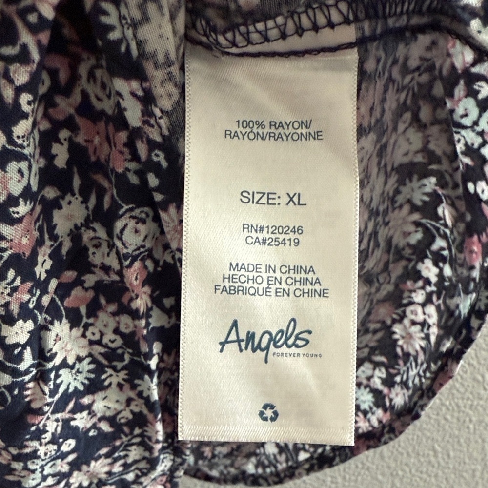 Angels Navy Long Sleeve Floral Blouse - Picture 4 of 5